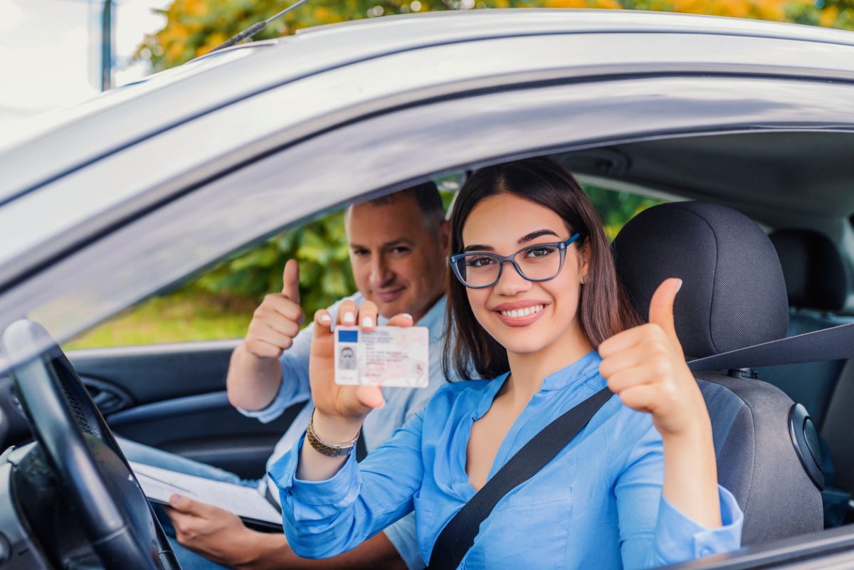 concept of driving lessons for an adult